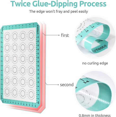 U-Taste 446ºF Heat Resistant Macaron Silicone Baking Mat, Non Stick Reusable Cookies Pastry Sheet Liner with Edge Enhancement Circle Measurement (...